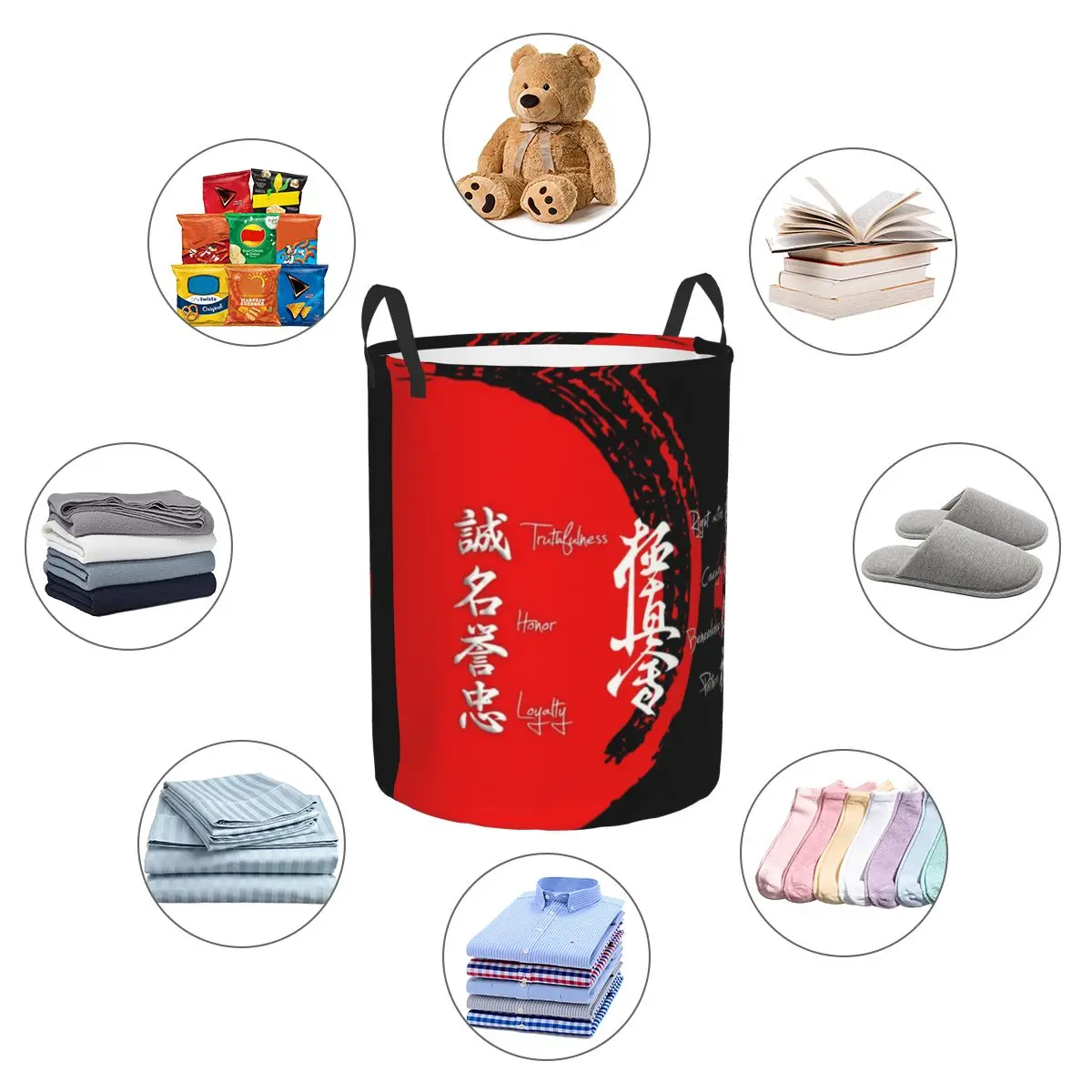 Custom Kyokushin Karate Bushido Values Laundry Hamper Large Storage Basket Martial Arts Girls Boys Toy Organizer