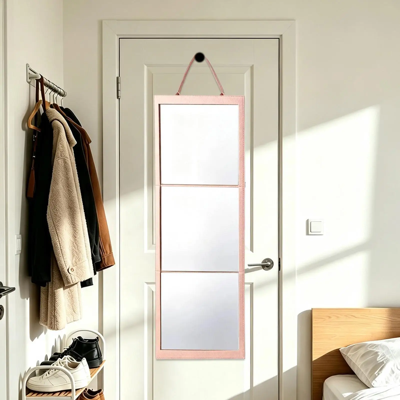 Mirror Full Length Hangable Shatterproof Folding Portable Looking-Glass 108x28cm Acrylic Wall Mirror for Door Wall Desktop