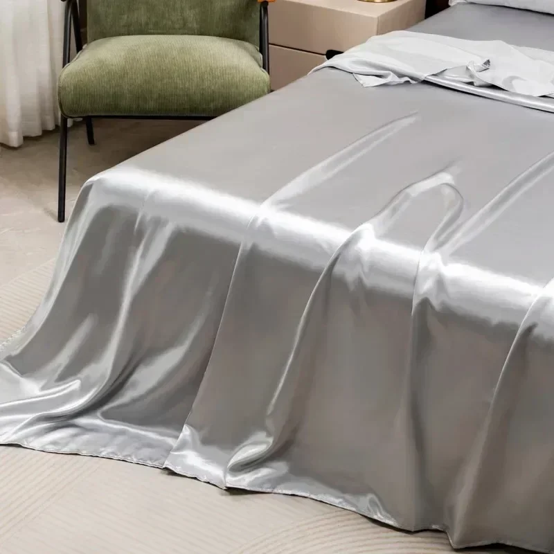 2/3PCS Luxurious Satin Fitted Sheet Set Soft Breathable and Gentle on Skin Includes Flat Sheet Fitted Sheet with Pillowcases view 5