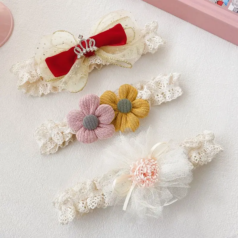 3pcs/set Baby Headband Lace Bow Toddler Hair Band Infant Headwear Elastic Bowknot Girl Flower Head band Newborn Hair Accessories