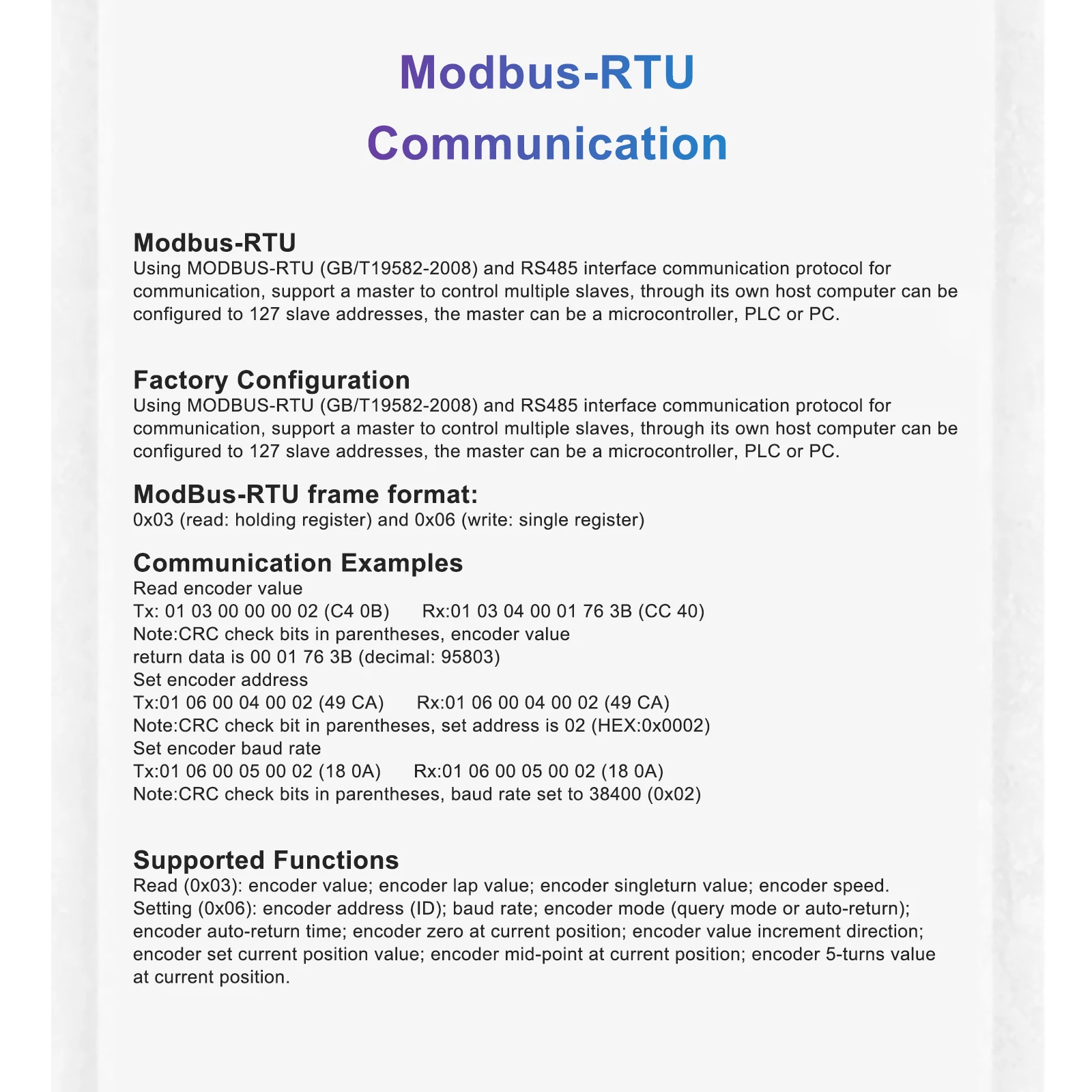 RS485 Modbus RTU Briter absolute rotary encoder Φ38-6mm shaft singleturn multiturn Angle Speed Measurement IP54 Power Off Memory