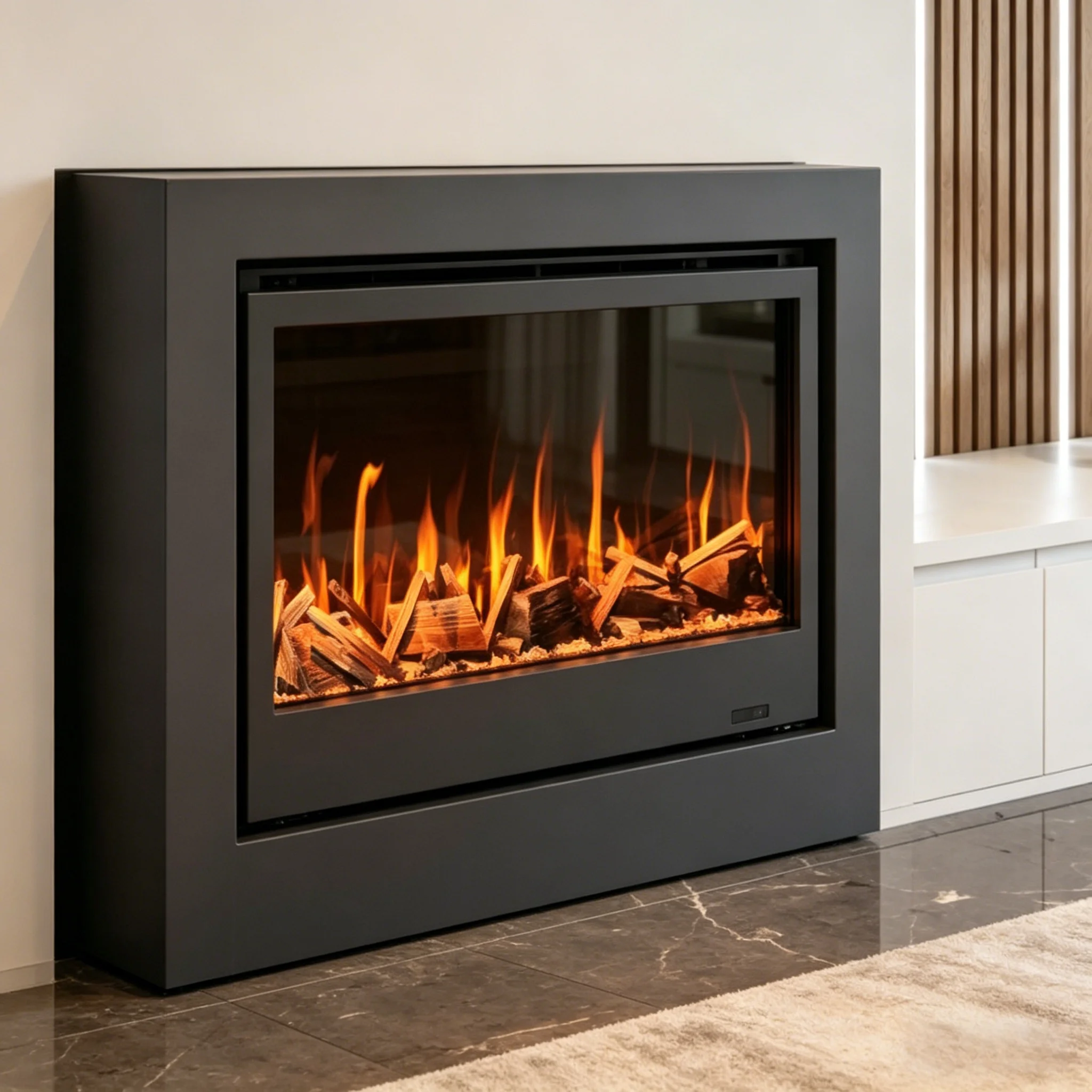 Electric Fireplace, MGO Ventless Fireplace, LCD LED Flame Heater with Overheat Protection, Energy Saving for Home Indoor