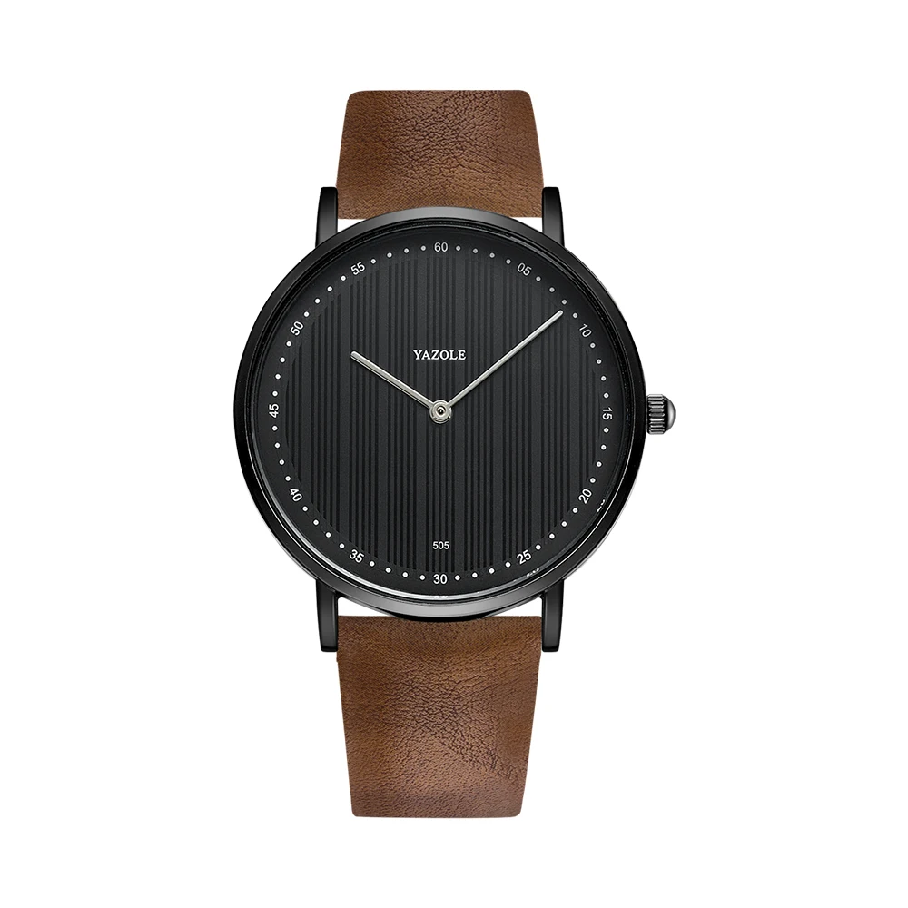 YAZOLE Leather Watch For Men Casual Minimalist Style Ultra-thin Mens Watch Simple Quartz Clock 30M Waterproof Relogios Masculino