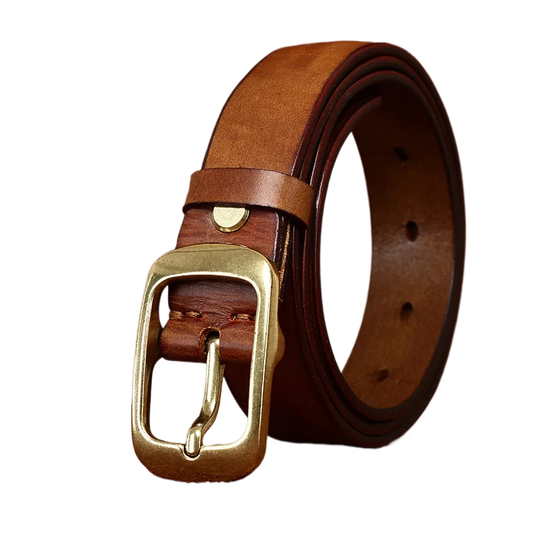 Women's Retro Distressed Washed Pleated Belt, Genuine Top-Grain Leather Fashion Versatile Belt for Women's Jeans
