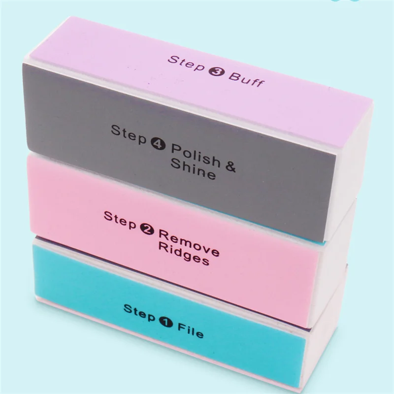 1/12PCS 4 Sides Sponge Nail Buffers Colorful Sanding Buffing Block Grinding Polishing Nail File Professional Nail Manicure Tool