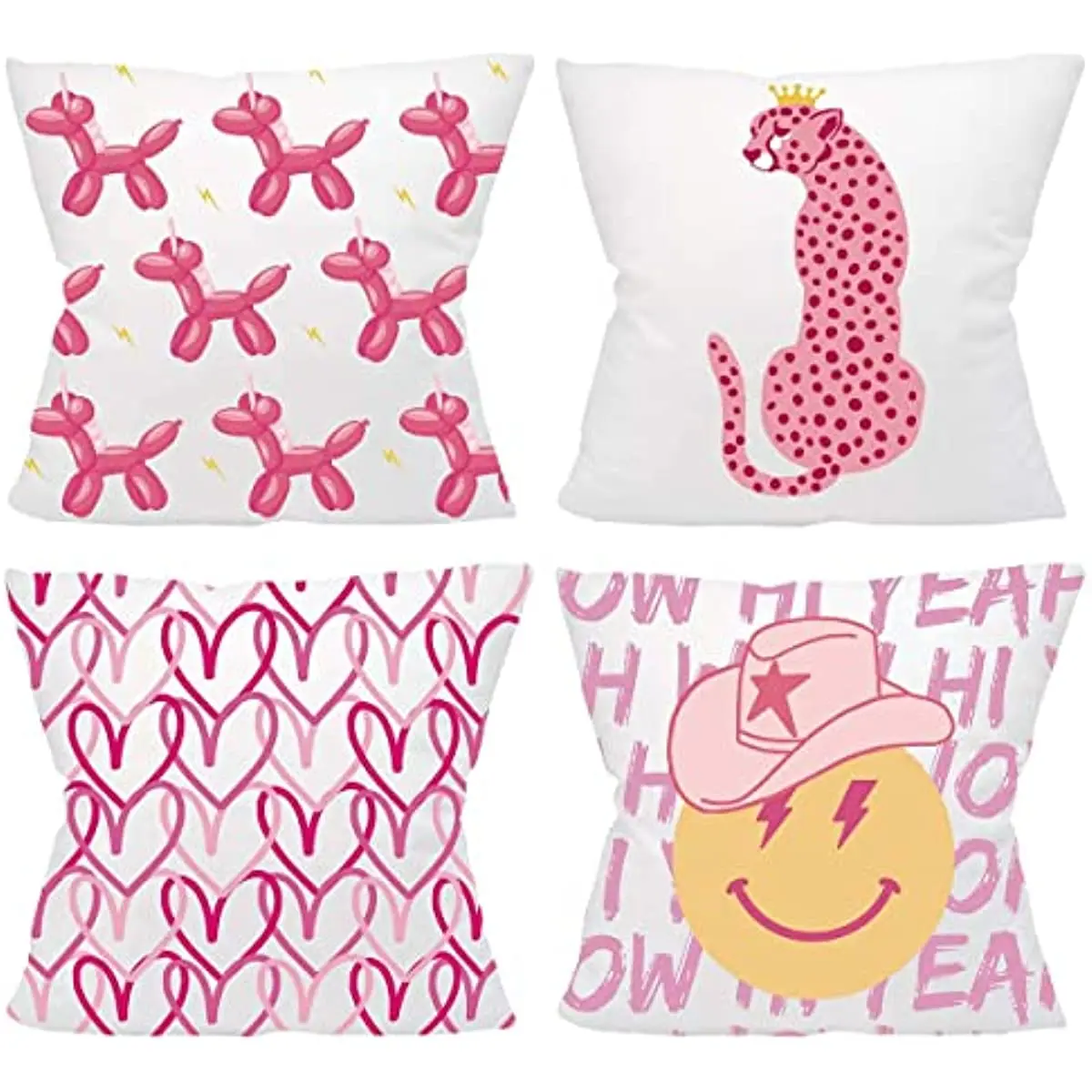 

4pcs Leopard Velvet Throw Pillow Cover Cute Balloon Pink Dorm Room Decors Aesthetic Girls Cheetah Pillowcases Sofa Bed Chair