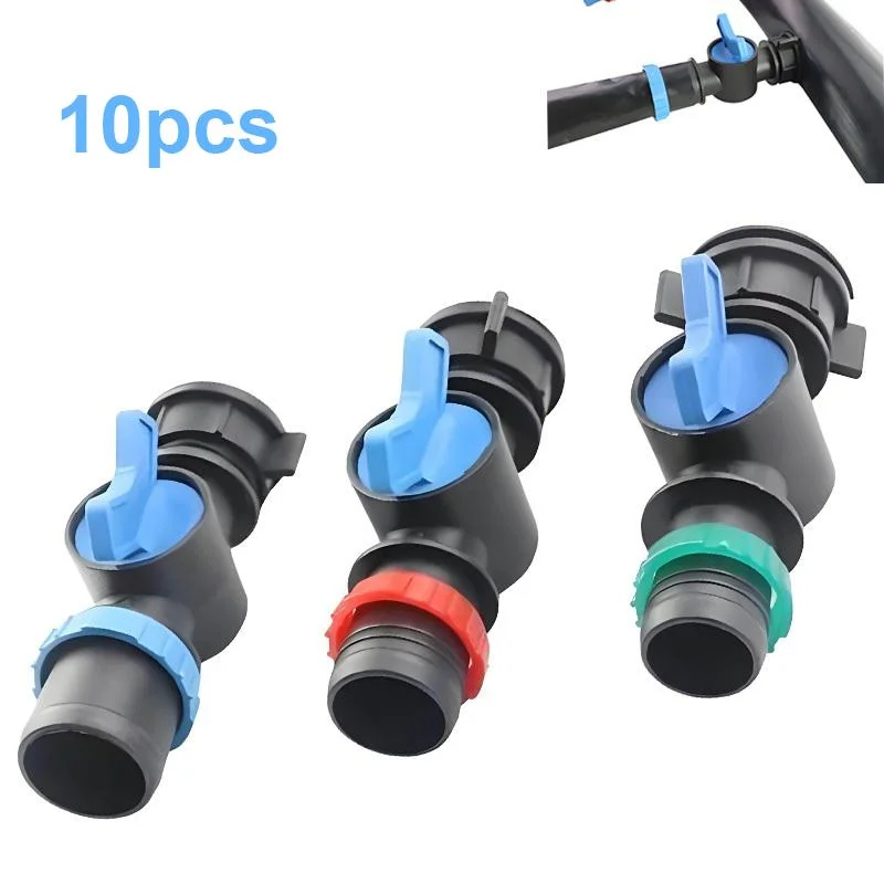 10Pcs 25/28/32mm Layflat Hose Bypass Shut Off Valve Water Flow Control Connector Farm Greenhouse Drip Irrigation System Fitting