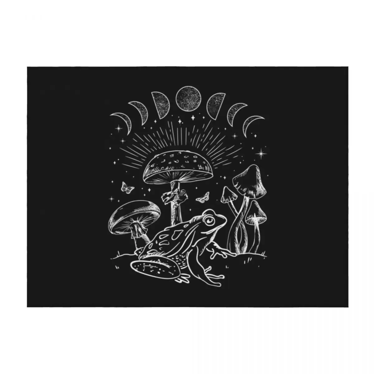 

Frog Under Mushroom Dark Academia Cottagecore Aesthetic Goth Mystical - Edgy Alternative Look - Fungi Butterfly To Throw Blanket