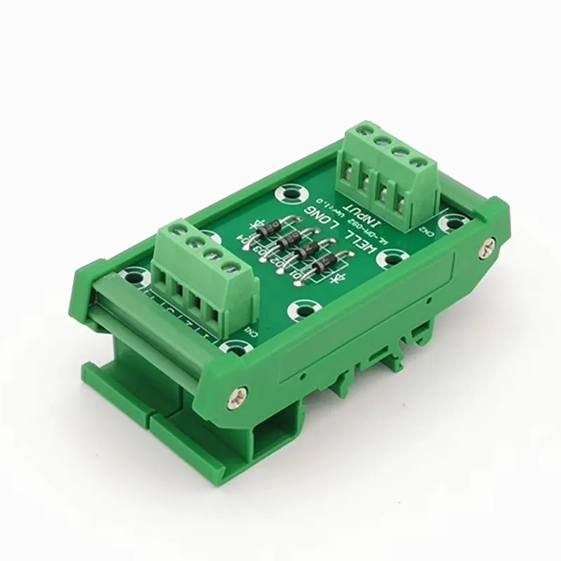 DIN rail mountable 4 Channel Diode Protection Terminal Block IN4007 1A/1200V Diode Terminal Block.