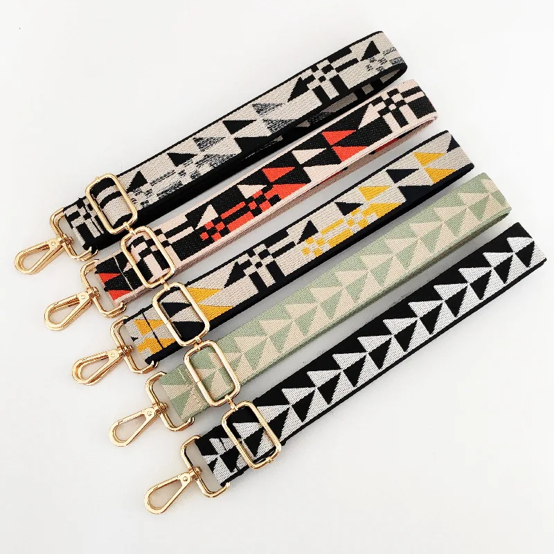 Stylish Colorful Ethnic Wind Wide Shoulder Strap Ladies Bag Accessories Adjustable Single Crossbody Strap Detachable Sling Strap