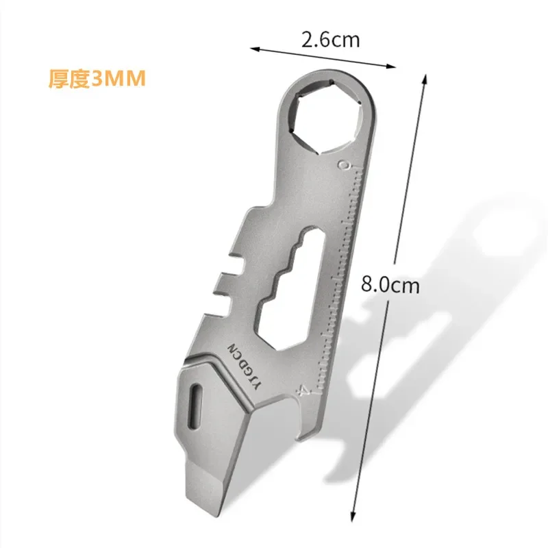 Mini Titanium Alloy Multifunctional Pry Bar Keychain Pendant EDC Pocket Small Tool Bottle Opener Small Ruler