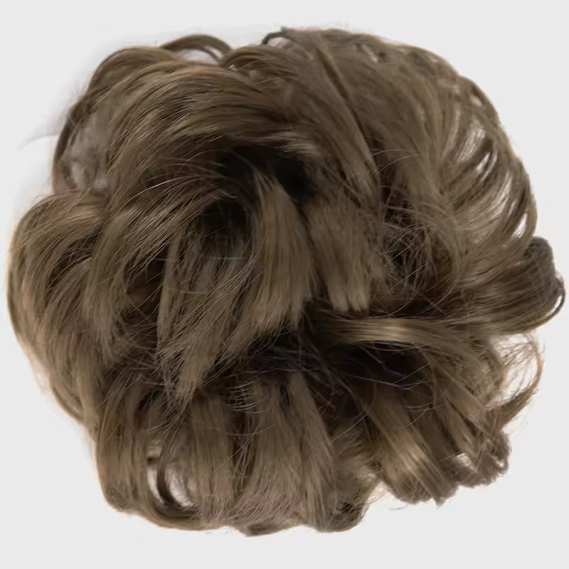 Azqueen Synthetic Messy Bun Chignon Donut Gary Brown Color Hair Bun Pad Elastic Hair Rope Rubber Band Hair Extensions - Image 10