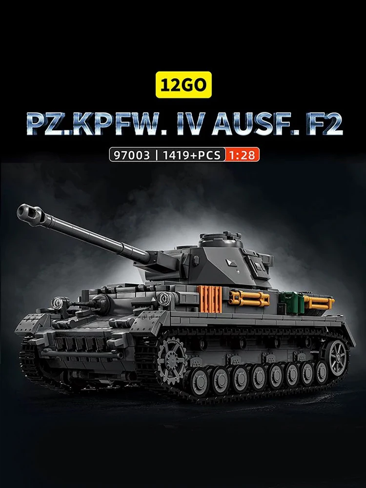 Militaire technische PzKpfw IV Ausf. F2 Panzer Bouwstenen WW2 Zware Tank 4 Figuren Baksteen Model Kit Volwassenen Kinderen Geschenken 1419 STKS - afbeelding 2