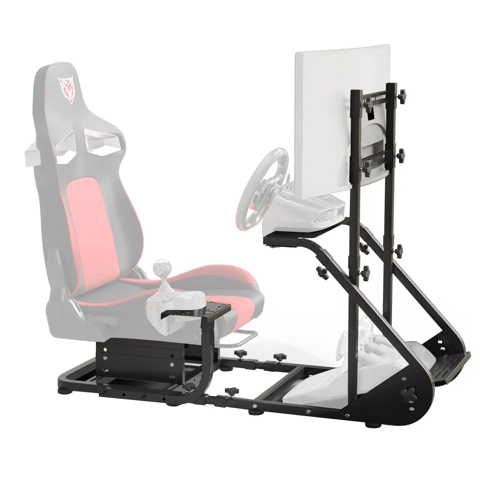 Stable Racing Wheel Cockpit Powder-Coated Steel Frame Compatible with Fanatec, Thrustmaster and More