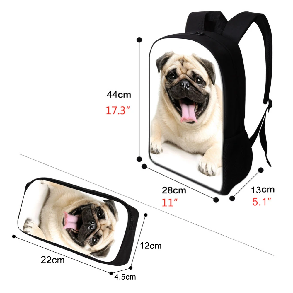 Sac à dos d'école pour enfants, pour garçons et filles, sac de voyage imprimé de bouledogue mignon, sac à livres pour écoliers