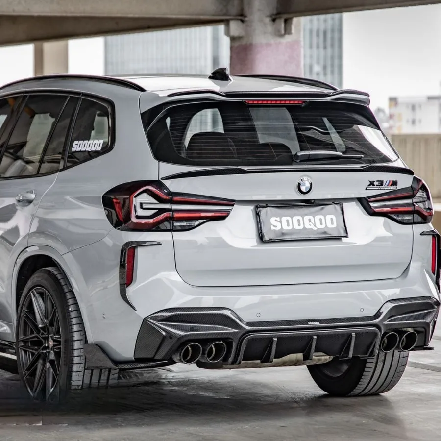 Dry Carbon Fiber Rear Bumper Diffuser Lip Side Flaps Splitters Rear Spoiler Car Body Kit Parts For BMW X3M F97 2022+