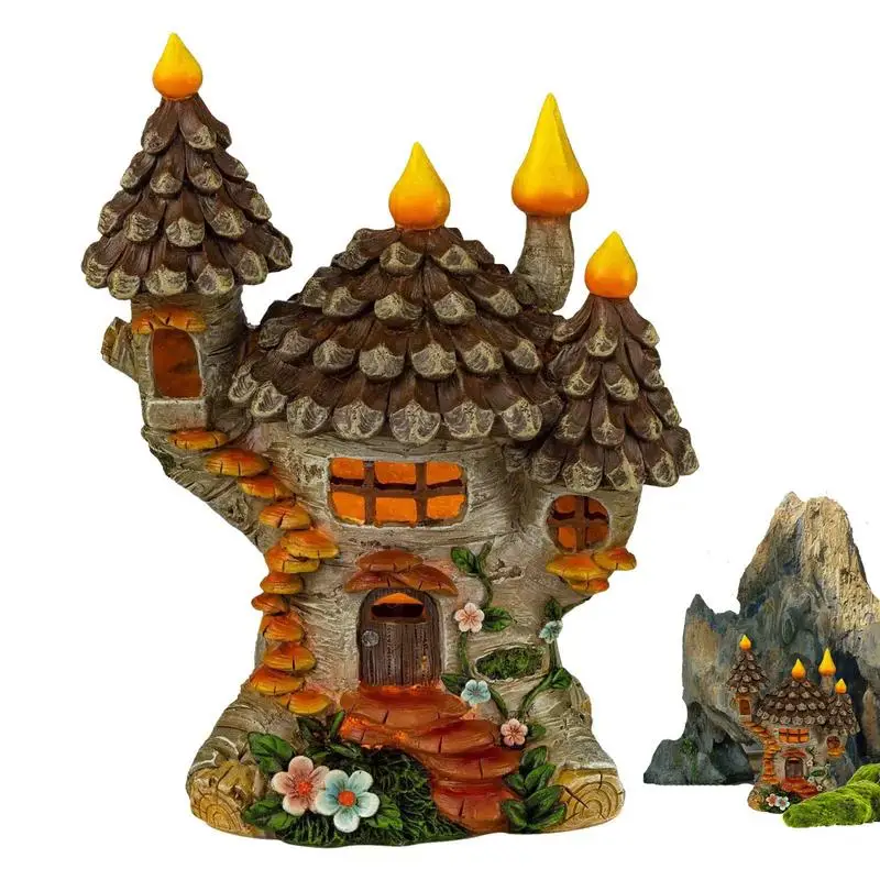 Fairy Garden House Wood Miniature Window And Door Decoration For Tree Art Sculpture Garden Decor For Porch Wall Living Room