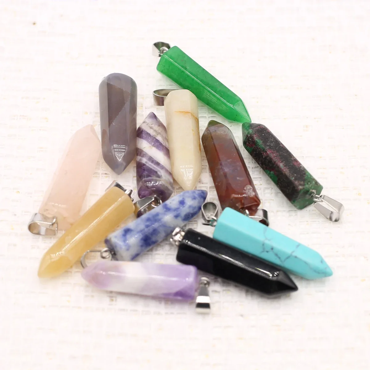 

Natural Gemstone Stone Hexagonal Cone Shape Pendant Fine Women's Earrings Pendant for Jewelry Making DIY Necklace Accessories