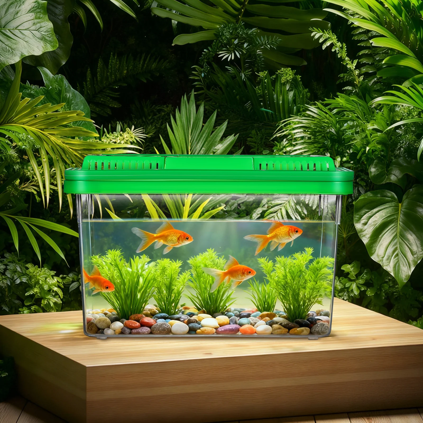 

Portable Mini Fish Tank Handheld Transparent Plastic Container for Turtle Fish Hamster Travel Breeding Carrier Case