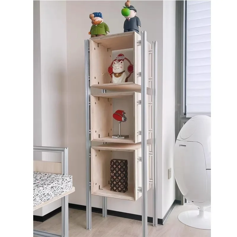 Aluminum profile marine panel floor shelf against wall bookshelf corner bookcase sundries storage display rack