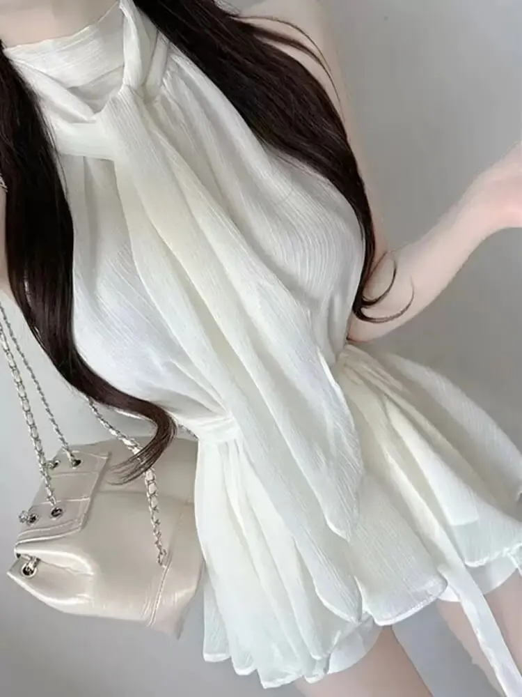 

Dongda Gate Sweet And Spicy Style Women's Sexy Pure Desire Sleeveless Waist-Cinching Chiffon Top Korean Version Slim Fit