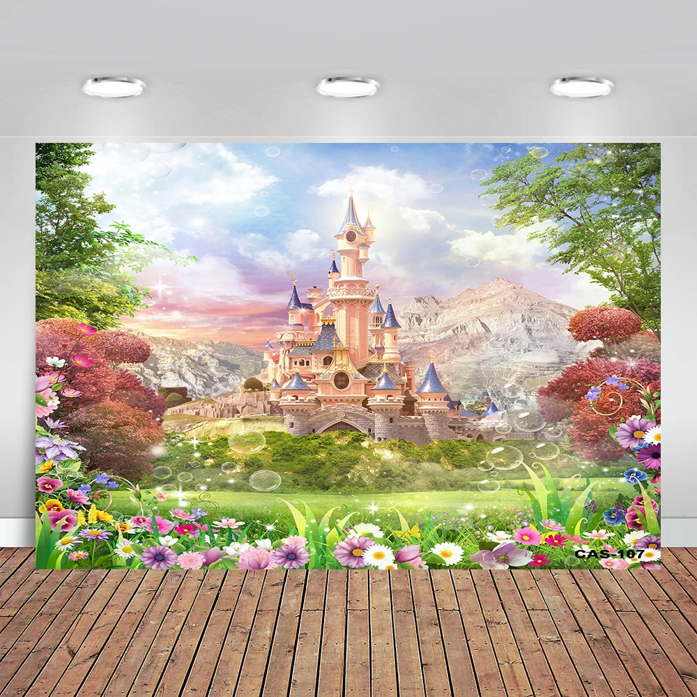 

Fantasy Castle Photography Backdrop Flower Sweet Princess Birthday Party Backdrop Wonderland Garden Girls Portrait Backdrops