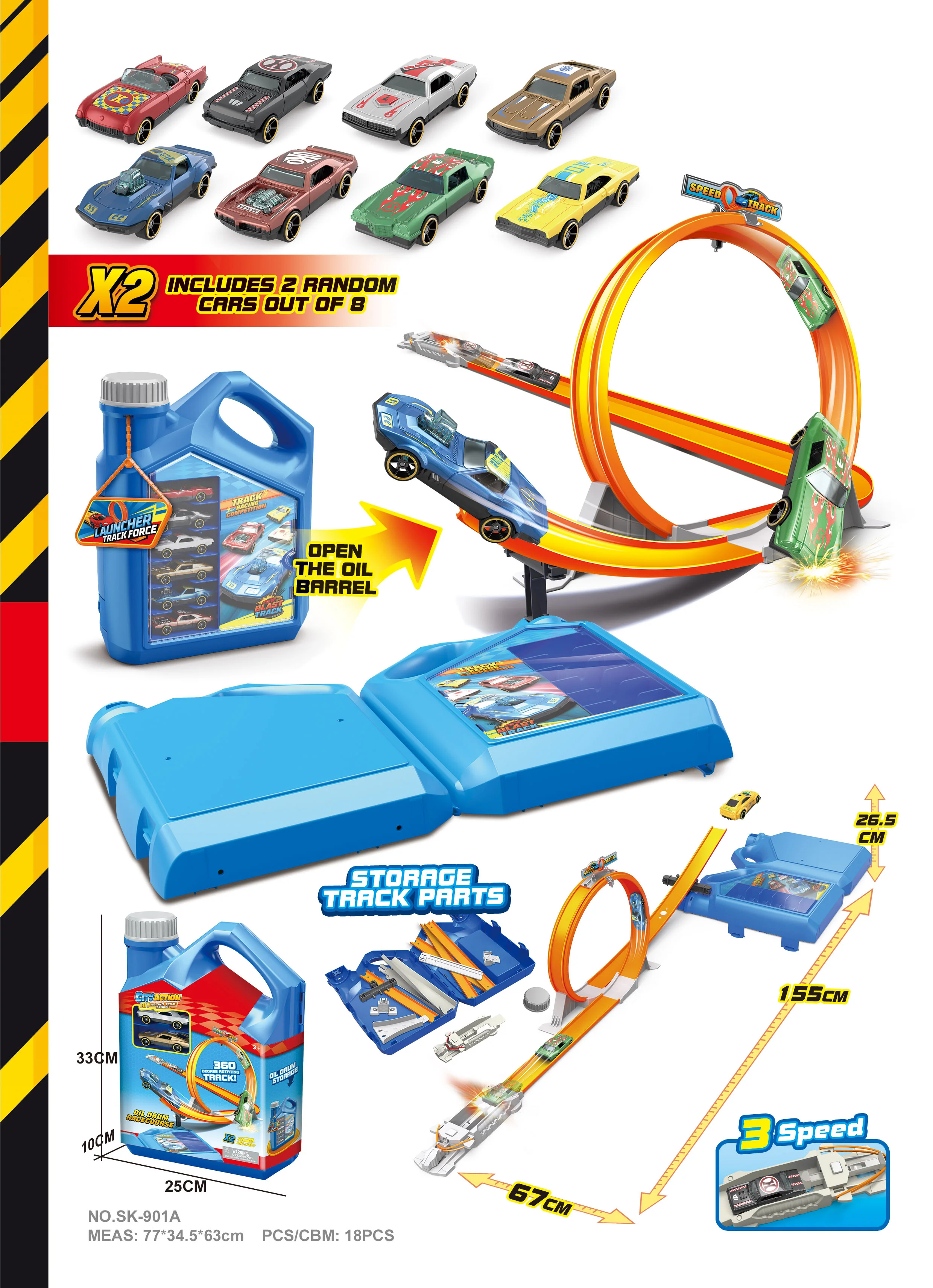 Draagbare baan snelle montage kinderspeelgoedbaanvoertuig, olievat draagbaar voor eenvoudige montage en demontage