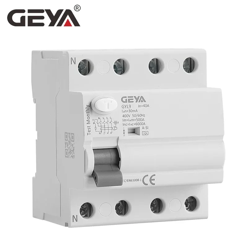 Geya GYL9 A-SI Type Tijd Uitgesteld Rcd Aardlekschakelaar Elcb Elektromagnetische Circuit Breaker 2P 4P 40A 63A 30mA Type a-SI Super Immunised