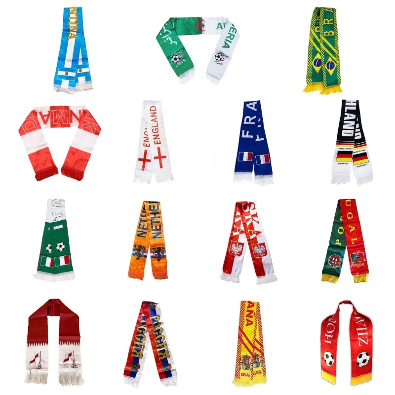 Football Scarf for Soccer Fan 15 Countries Comfortable Wear Footaball Fan Scarf