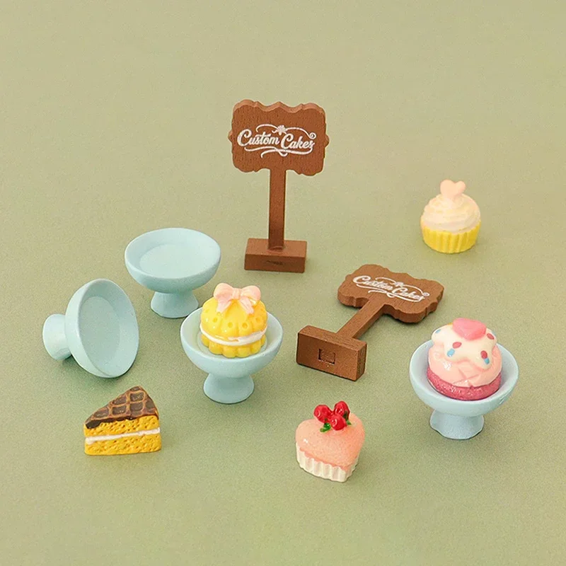 3Pcs/set Cute Miniature Food Toy Dollhouse Mini Dessert Pan Cake Stand Fruit Tray Model For Doll Kitchen Accessories