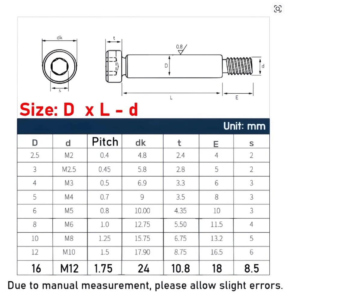 M2‑M5 304 Stainless Steel Black Allen Shoulder Bolt, Hex Socket Roller Bearing Screw, Heavy‑Duty Industrial Mechanical Fastener