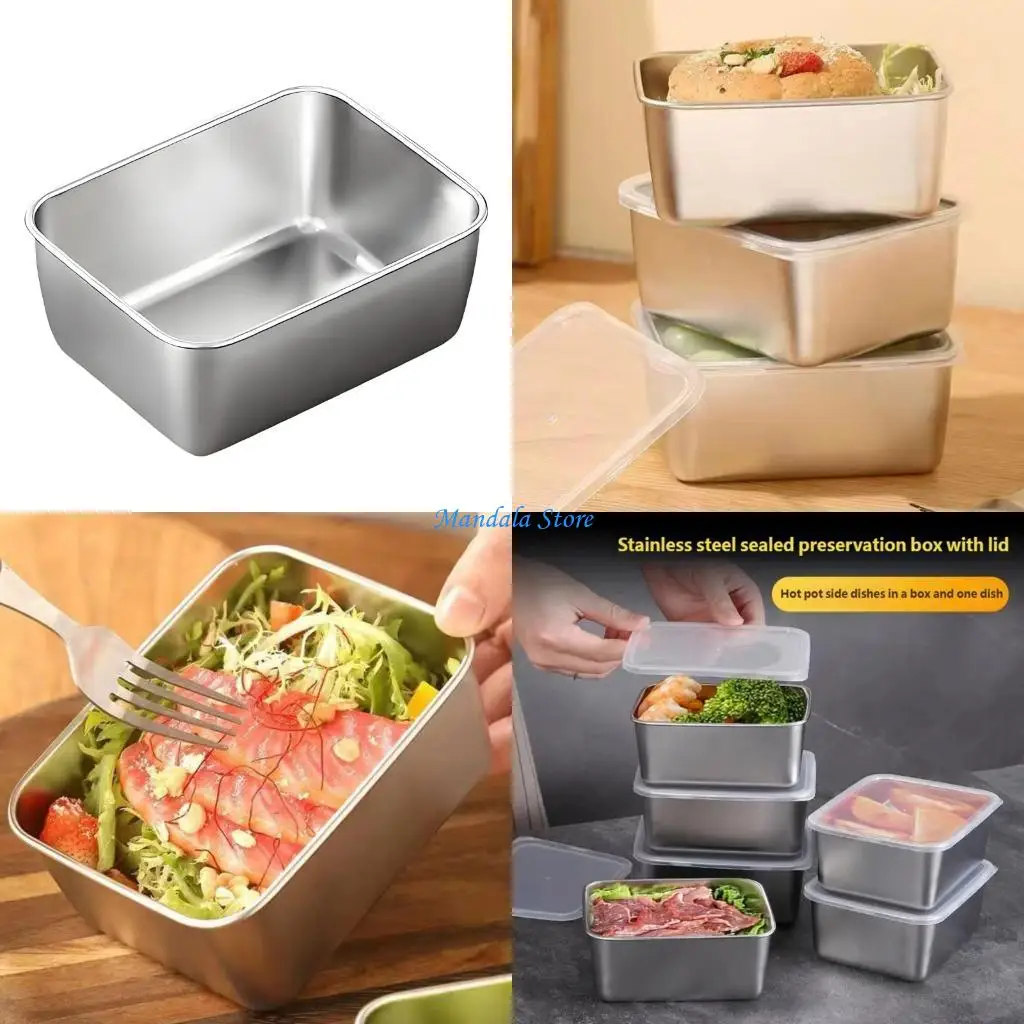 U2JC Stainless Steel Ingredient Container Rectangular Kitchen Tray for Meal Prep Serving and Holding Use