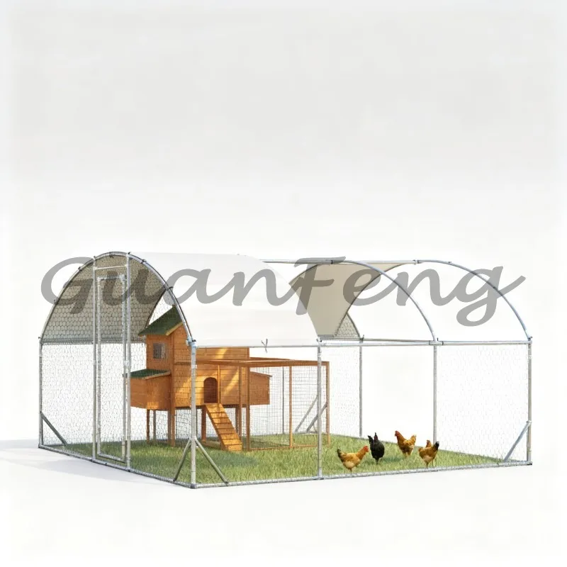 Outdoor Yard Heavy Duty Metal Chicken Run Coop, Large Chicken Cage with Waterproof Cover for Chicken, Duck & Rabbit