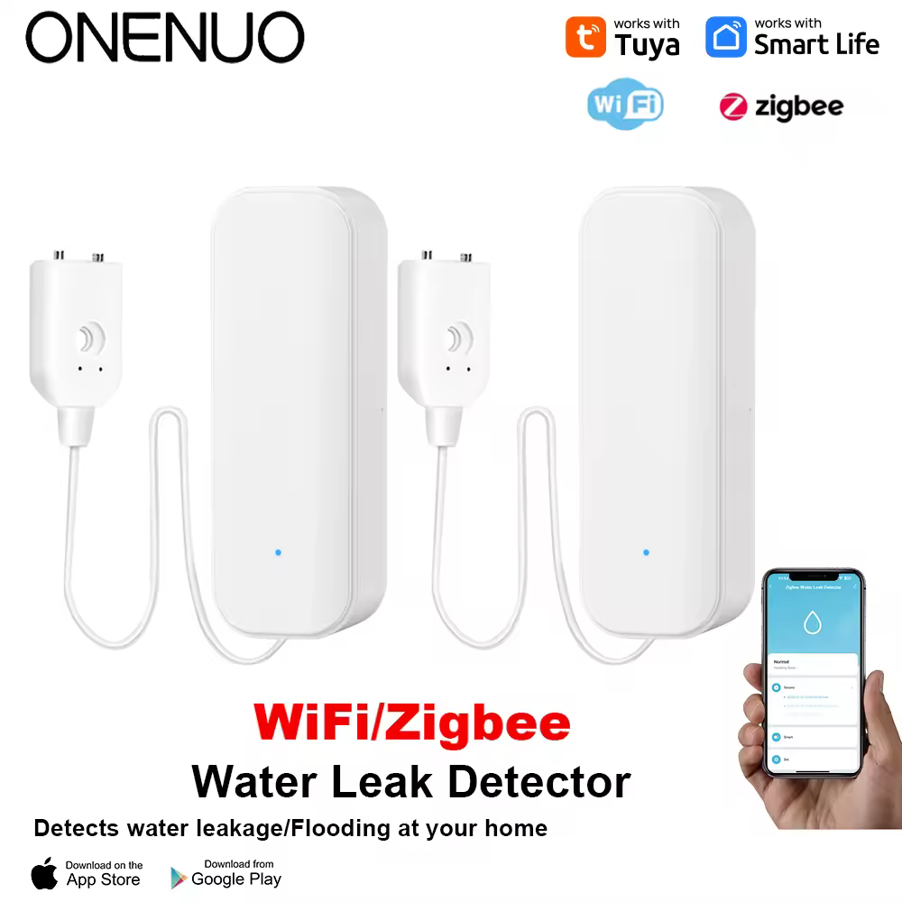 Capteur d'eau WiFi/Zigbee, alarme de fuite Tuya, détecteur de fuite d'inondation, application Smart Home Life, alerte d'eau, système de sécurité d'alarme de débordement