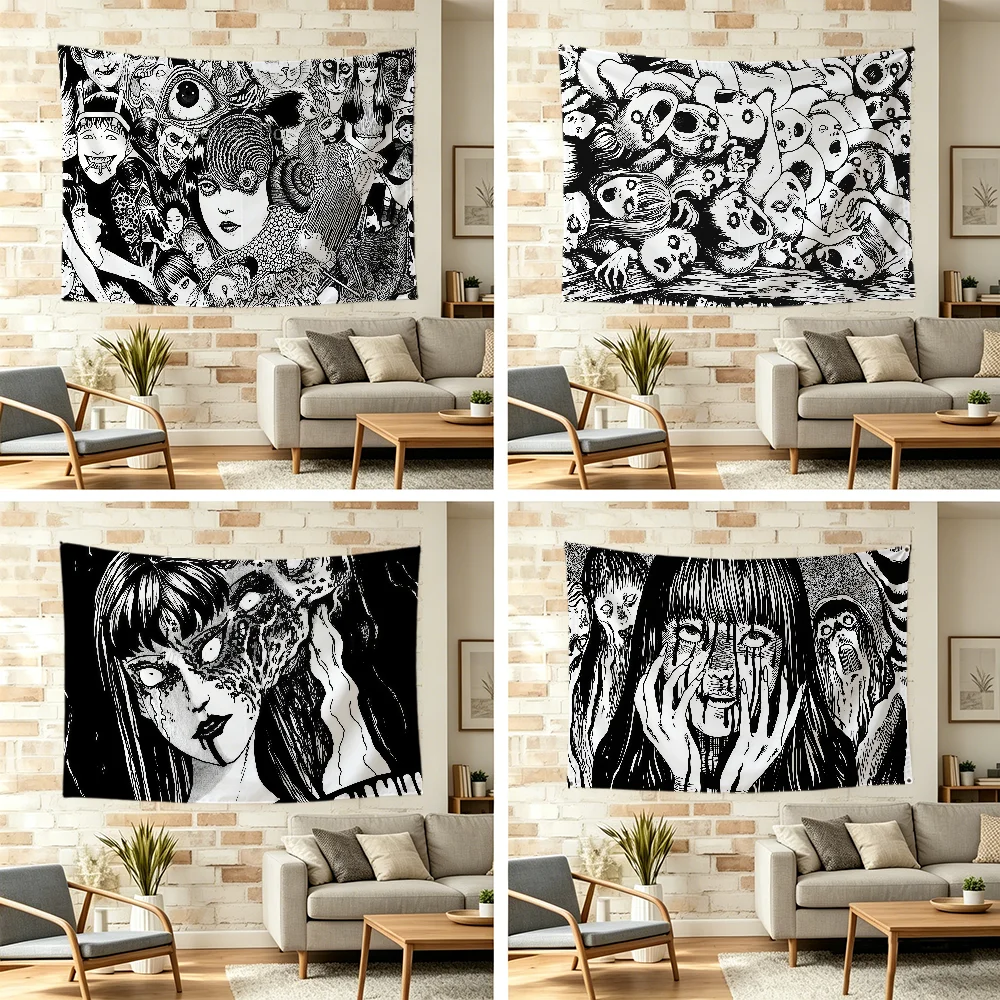 Scary D-dark Anime T-Tomie Junji Ito flag Durable Outdoor Indoor Patio Festive Decoration Classic Design Pole Wall Room Banner