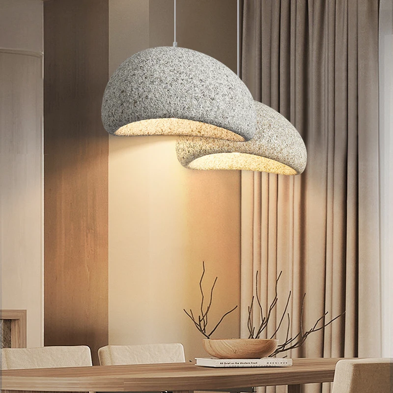 

Japanese Wabi-sabi Chandelier Lights Resin Dining Room Bar Kitchen Pendant Lamp Simple Living Room Bedroom Warm E27 Lighting