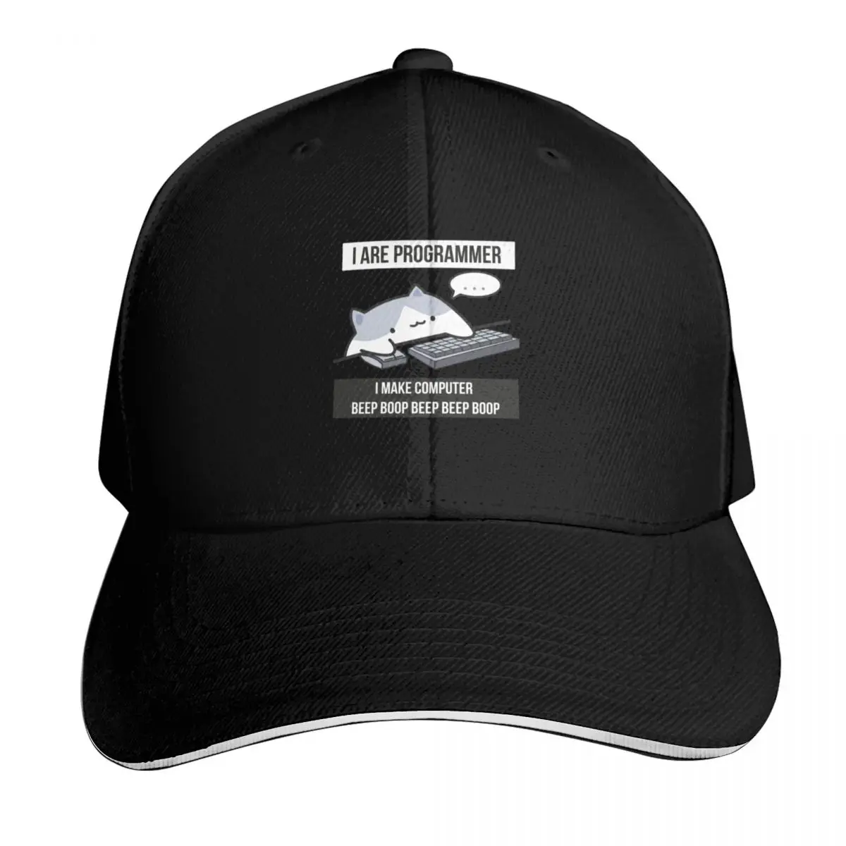 I are programmer cat programmer meme vintage Baseball Cap Snapback Flat Bill Strapback Dad Hat Six Panel Structured Crown