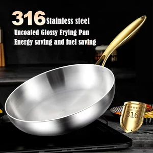 316 stainless steel skillet wok pan non -stick cook cooking fried steak gas stove pot pot 8 Main Sales Big Frying Sales - №2