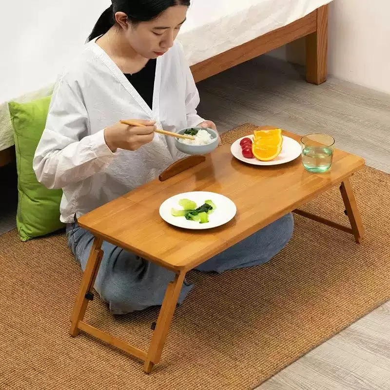 Adjustable Bamboo Laptop Stand ,Collapsible Computer Desk with Foldable Legs, Mini Desk for Sofa Bed, Home Working Table