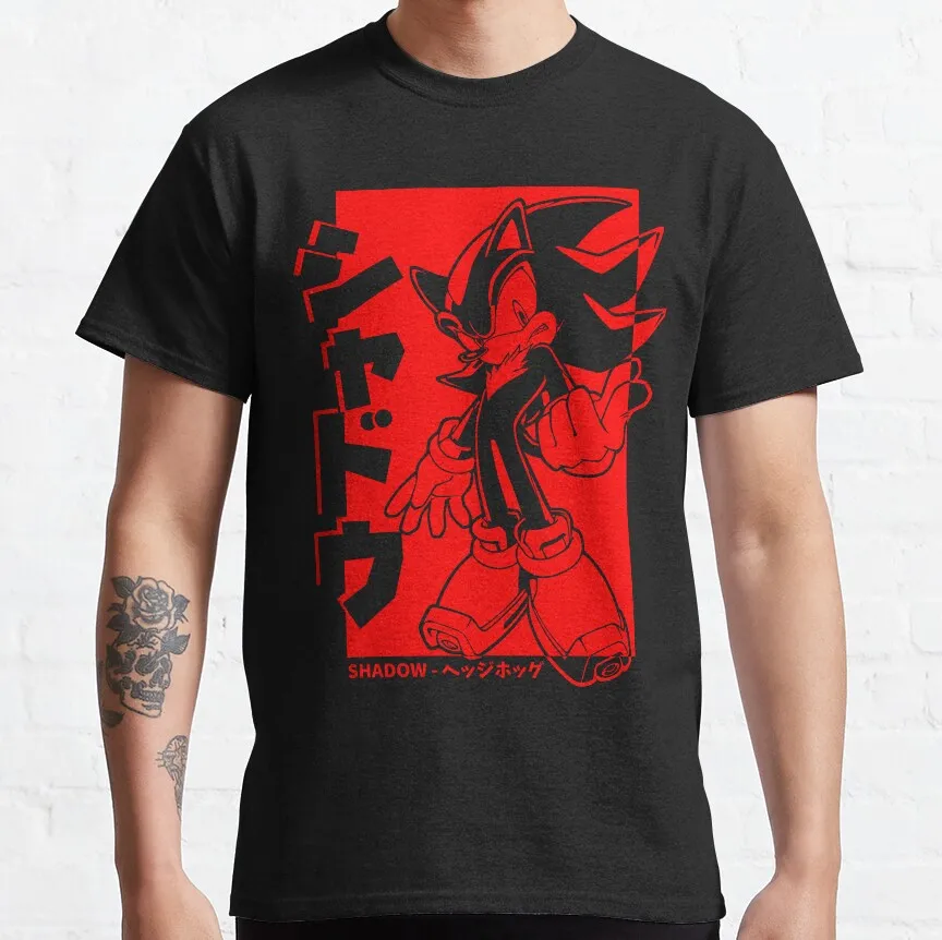 

2025 new arrival Japanese anime Shadow the hedgehog game graphic t shirts 100% cotton printed Men's clothing large size tops