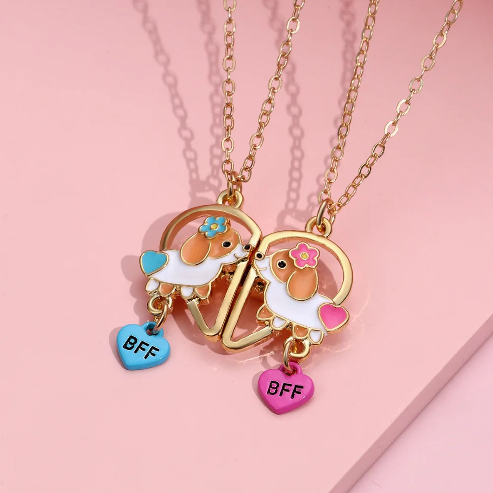 Winoneday 2Pcs/set Cute Animal Unicorn Pony Koala Butterfly Best Friend Necklace BFF Friendship Jewelry Gifts for Girls view 5