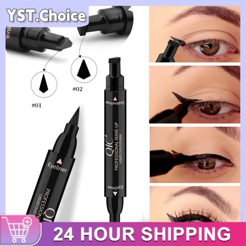 In1 Winged Stamp Liquid Eyeliner Pencil Eyes Makeup Waterproof Fast Lasting Cosmetics Black Stamps Seal Eyeliner Pen TSLM1