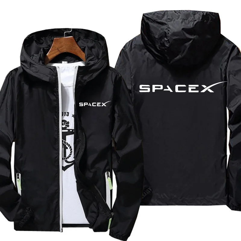 New SpaceX Space X Logo Hoodies Printing Casual Spring and Autumn Hooded Cycling Jacket Pilot Oversized 7XL Zipper Jacket Coats