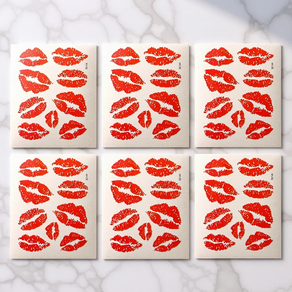 

6pcs Red Lip Temporary Stickers Waterproof Body Decorations For Skin Safe Sweatproof Face Chest Arms Legs Decals