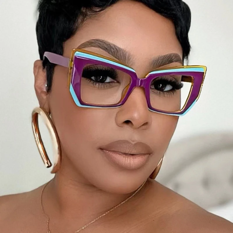European and American personalized stylish large-framed irregular-shaped eyeglass frames for women, anti-blue light glasses