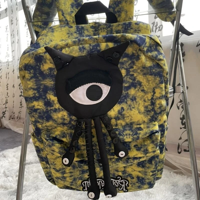 Trendy Harajuku Gothic Punk Backpack Funny Cartoon Casual College Students Backpacks Vintage Personality Backpacks All Match Ins