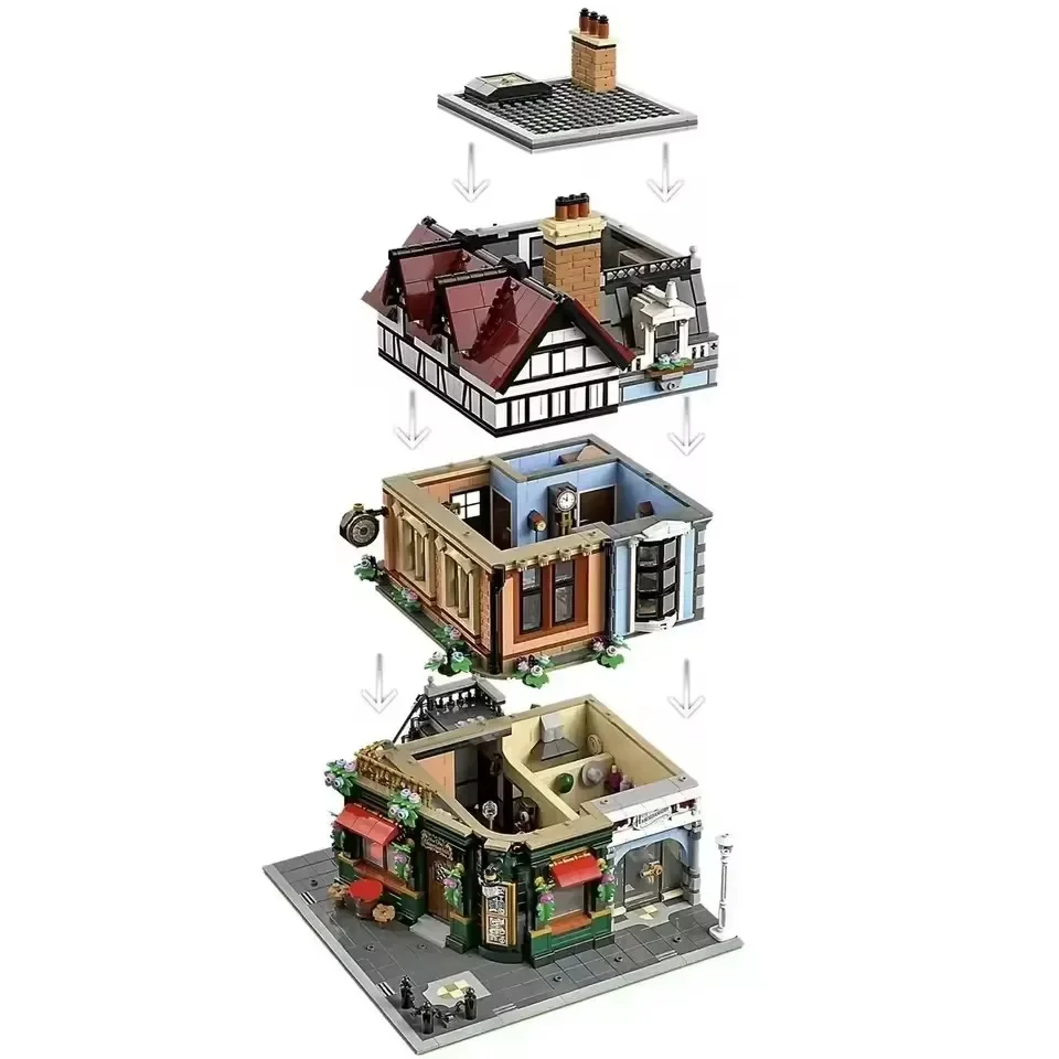 Christmas Gift 3266pcs English Street Corner Module Building Blocks Creative Expert Street View Brick Toys Children Adult 10350