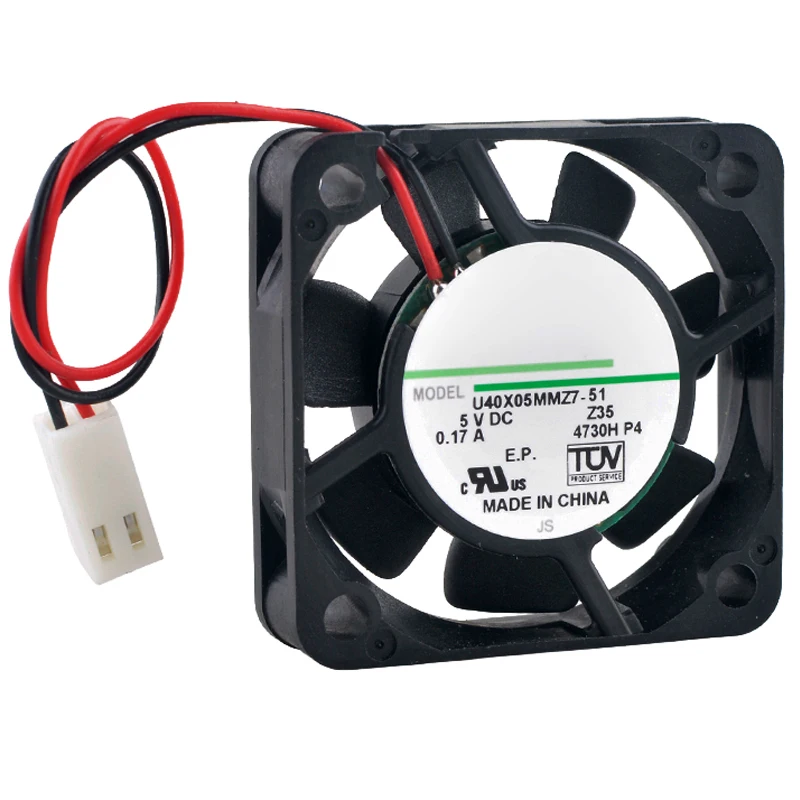 (2pcs) 4cm 40mm Axial Flow Fan U40X05MMZ7-51 40x40x10mm DC5V 0.17A 2-Pin 6500rpm Cooling Fan for Set-Top Box IPC