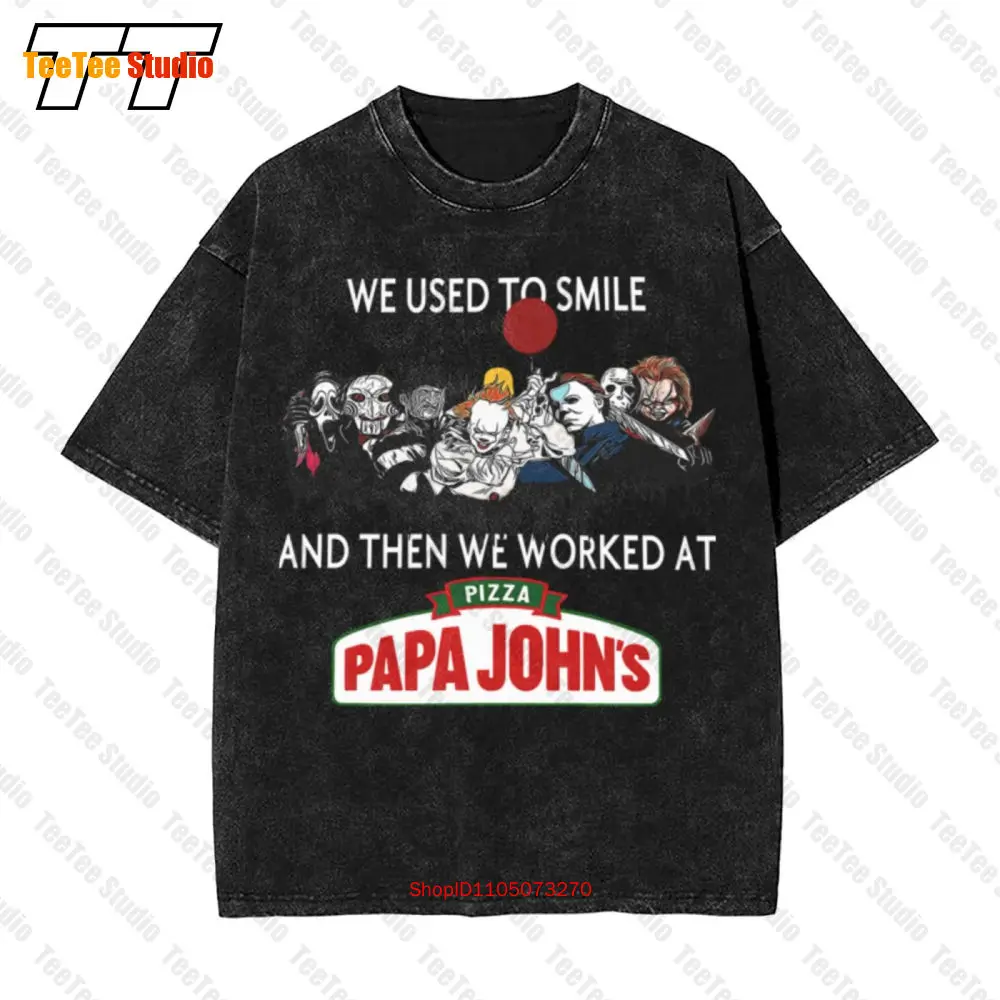 Se utiliza para sorrinar y luego trabajamos en Pizza Papa Johns Vintage camiseta extragrande C0P6