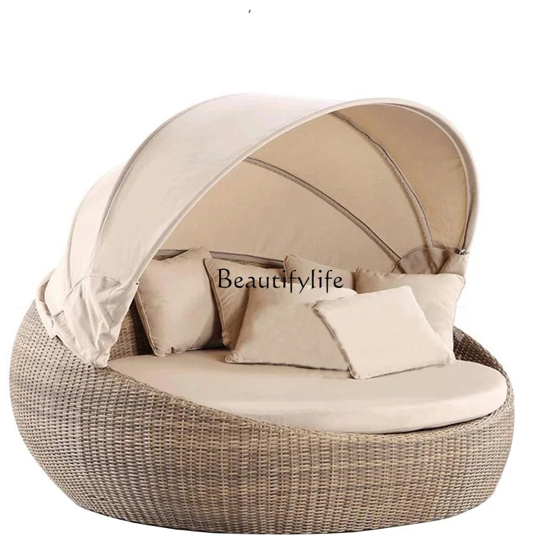 

Outdoor Ratten Bed Scenic Spot Balcony Birdcage Sofa B & B round Bed Resort Furniture